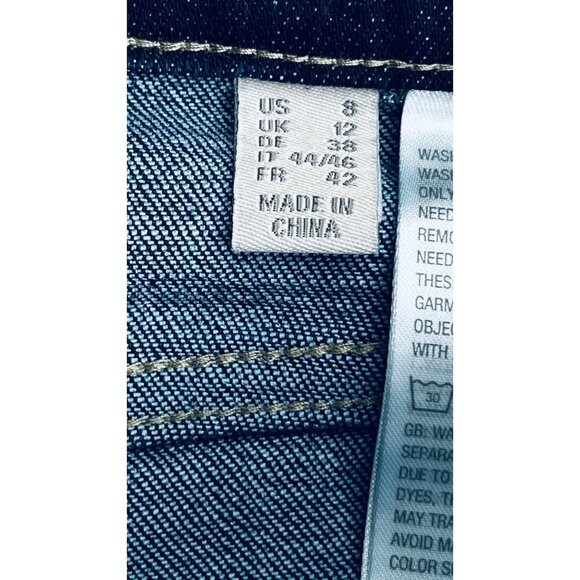 Logo Lori Goldstein Skinny Jeans Size 8 Dark Wash Major Embroidered on Pocket - Picture 14 of 16